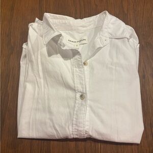 Aritzia Denim Forum White Collared Shirt